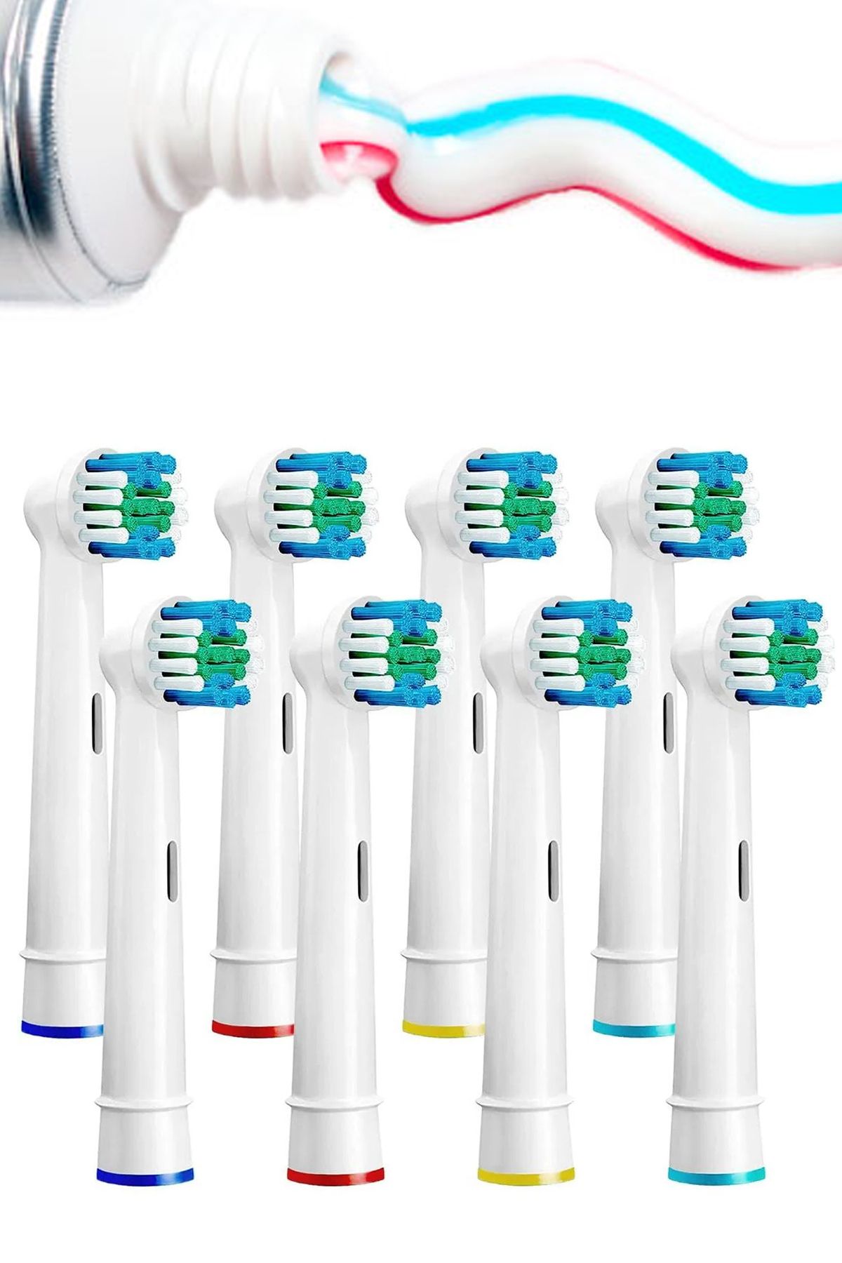 Factorial 8'li Oral B Uyumlu Pilli ve Şarjlı Diş Fırçası Yedek Başlığı Orta Sert Fırça Yedek Başlık