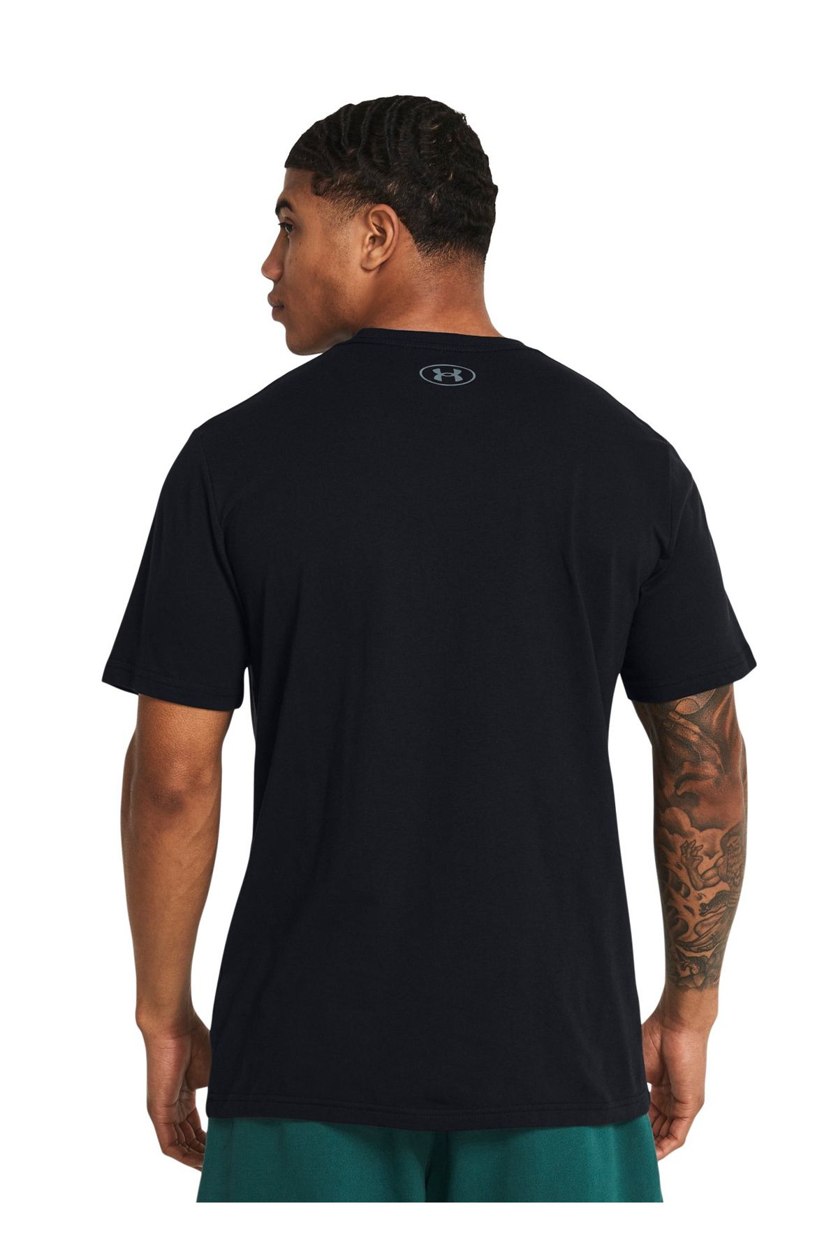 تی شرت ورزشی مشکی مردانه یقه دوچرخه سیاه برش 1382829 001 UA Colorblock Wordmark Under Armour