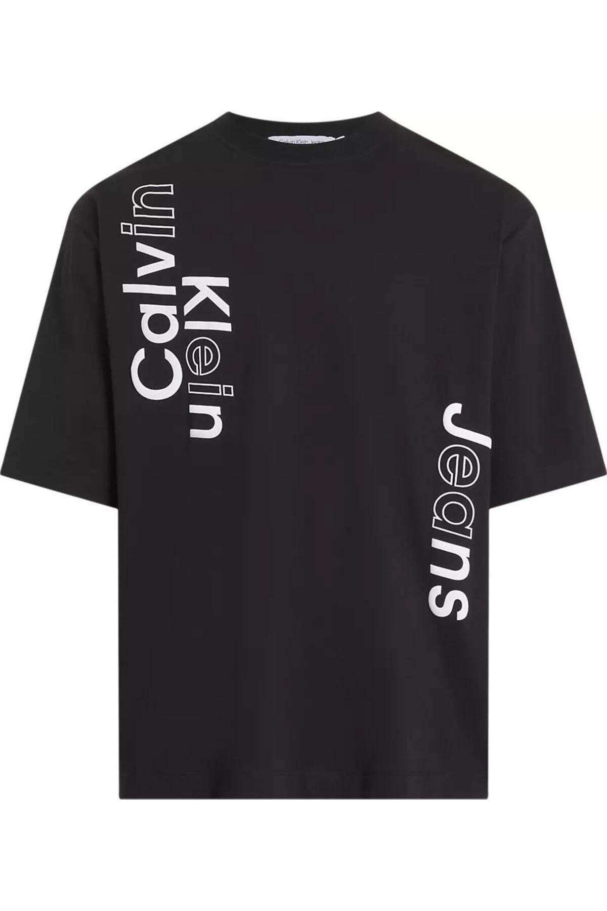 تی شرت مشکی مردانه مسدود کردن گرافیک اورجینال Calvin Klein