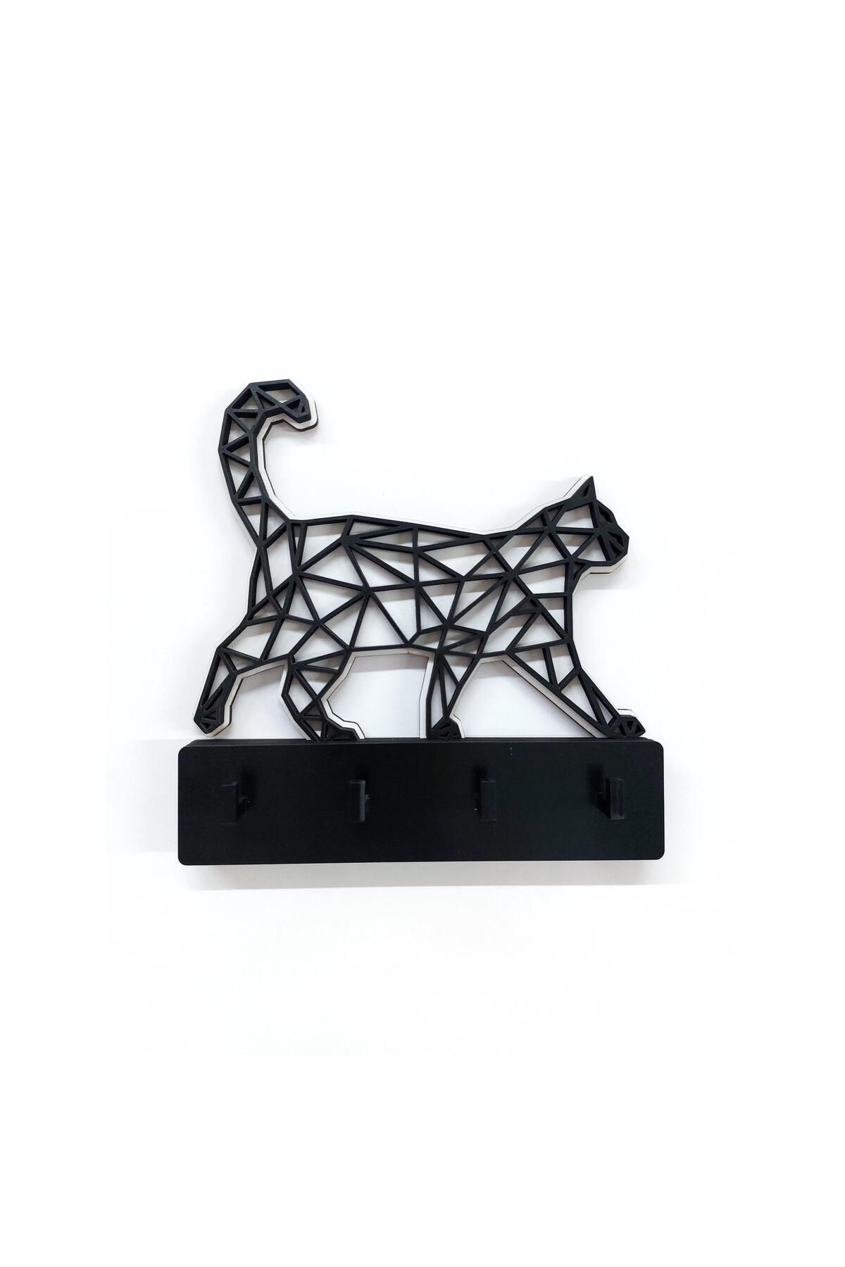 CajuArt-Neat Keychain with Geometric Cat Pattern - Wall Hanger 3