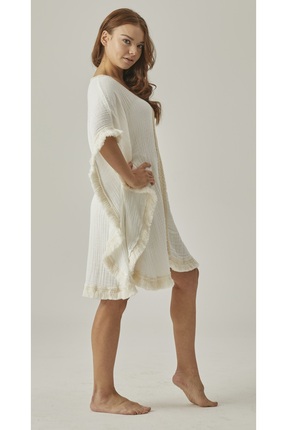 MUTİR Müslin % 100 Cotton Pareo Ekru Elbise