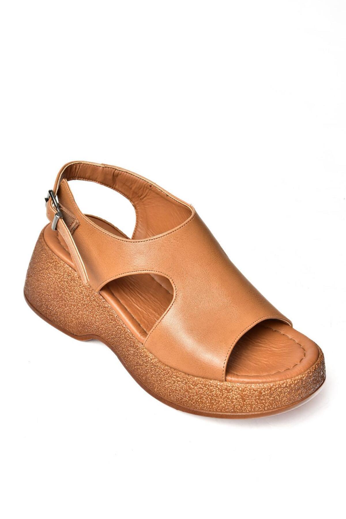 Fox Shoes  S996945009 Taba Yüksek Tabanlı Kadın Sandalet - Görsel 7