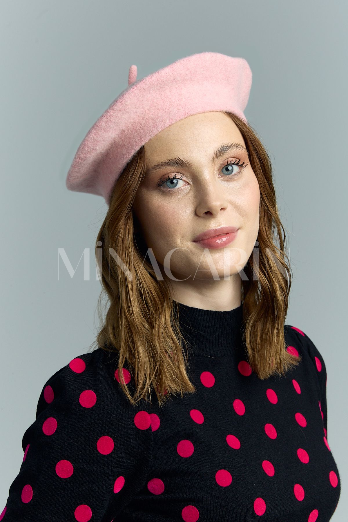 MinaCarin Fransız Ressam Keçe Bere Pembe