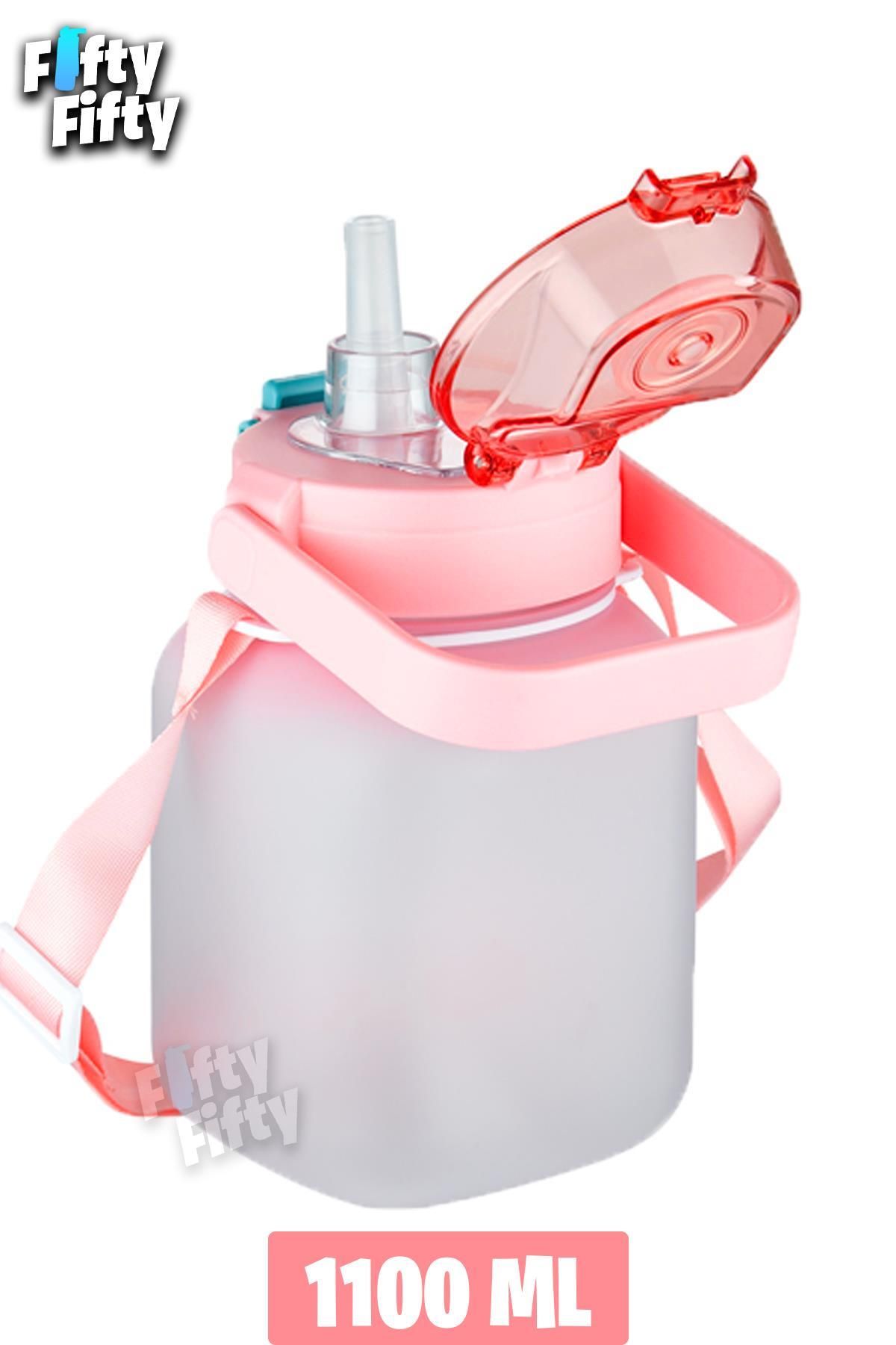 قمقمه ورزشی صورتی دخترانه و پسرانه بچگانه Tritan 1100 ML HINGER PIIPE PIPER جریان آب Vagonlife
