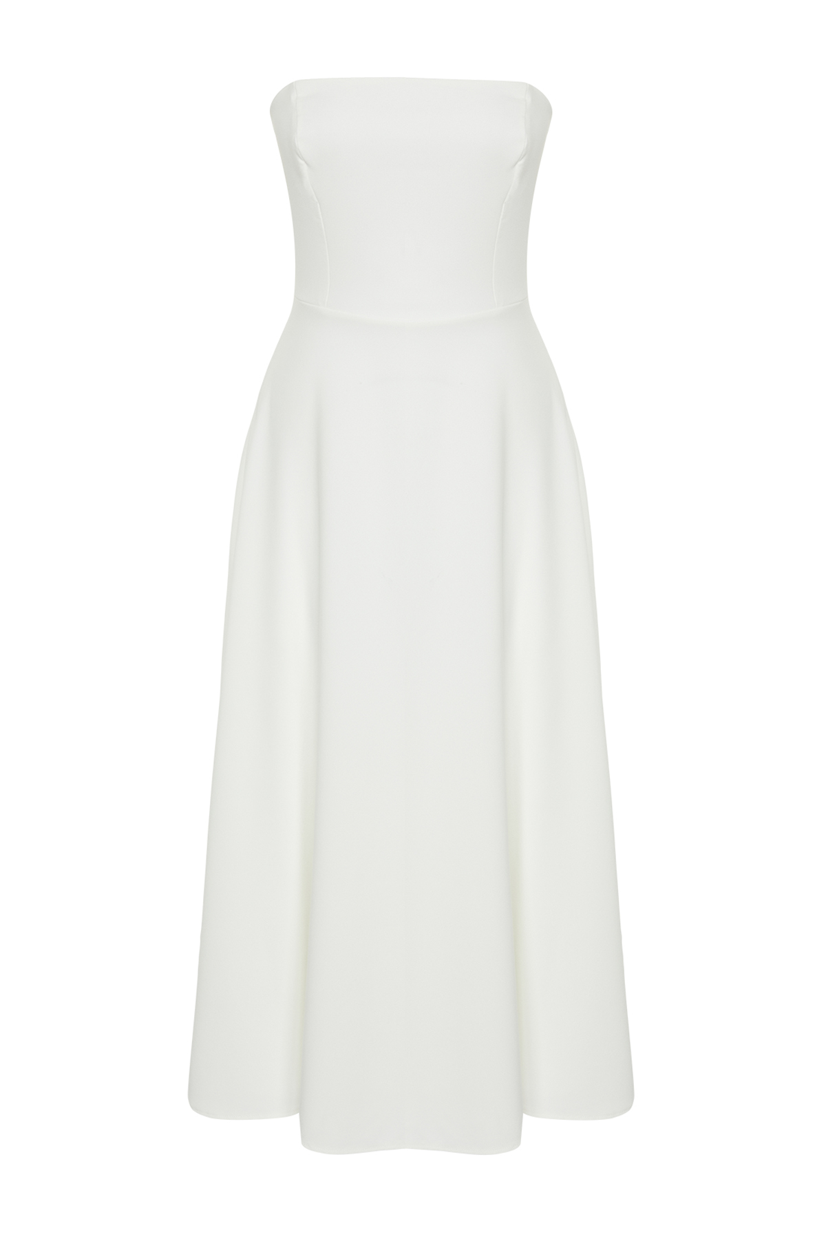 Trendyolmilla  Bridal Beyaz A-Kesim Straplez Dokuma Düğün/Nikah Abiye Elbise TPRSS24EL00139 - Görsel 8