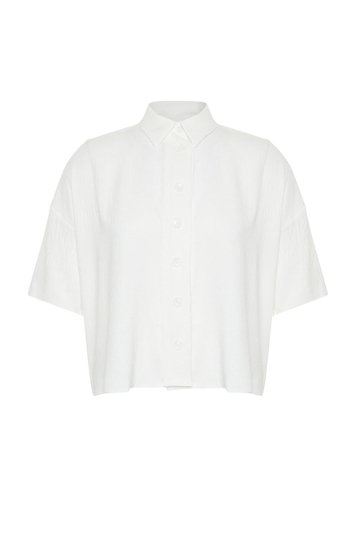 Trendyol Curve-White Oversize Wide Fit Fakir Sleeve Woven Shirt Tbbss24Ax00006 7