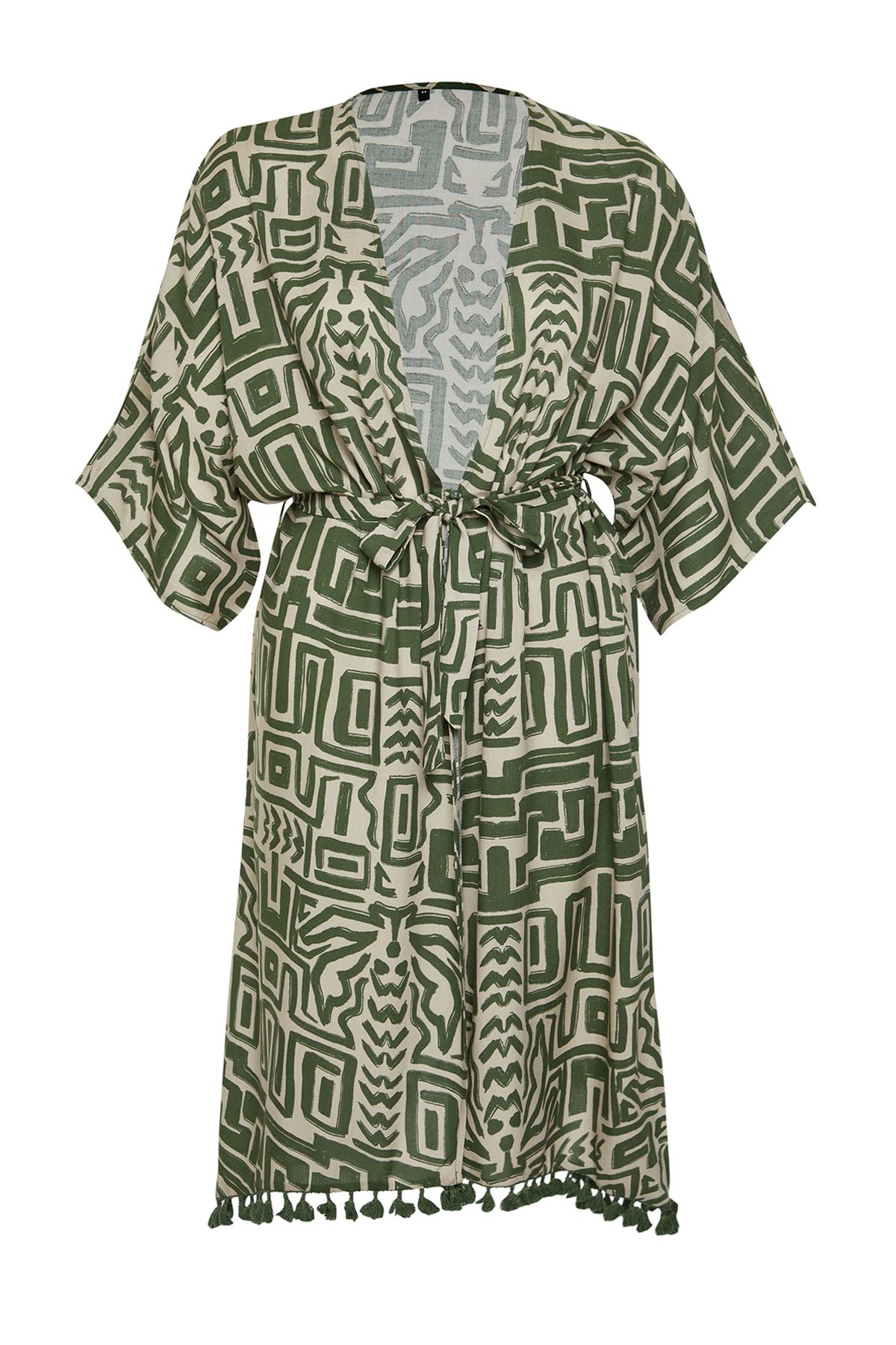 Trendyol Curve-Îmbrăcăminte de plajă din viscoză cu mâneci liliac - Fusta multicoloră, kimono și caftan de mărime mare TBBSS24DE00005 7
