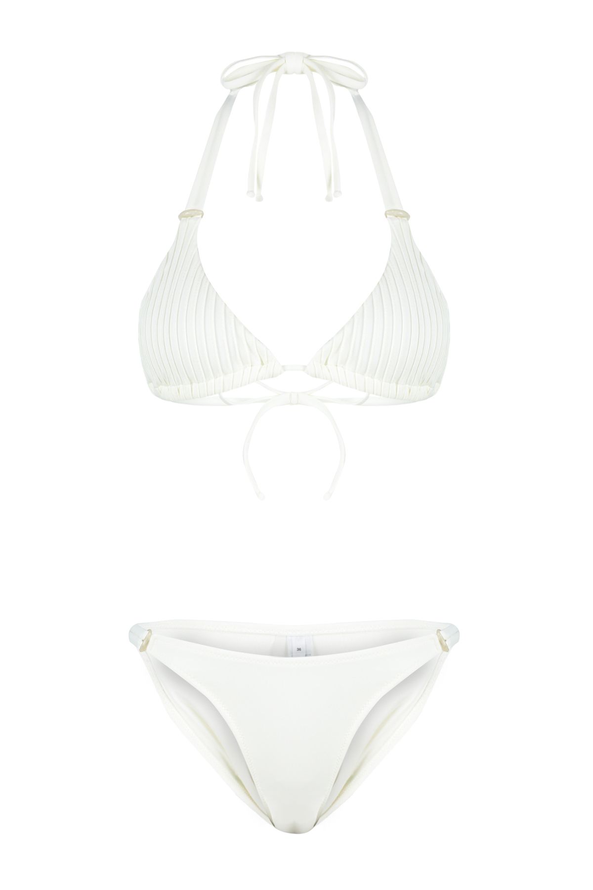 Trendyol Collection-Ecrufarbenes reguläres Bikini-Set – mit Dreieck-Accessoires, hoher Beinausschnitt TBESS24BT00139 6