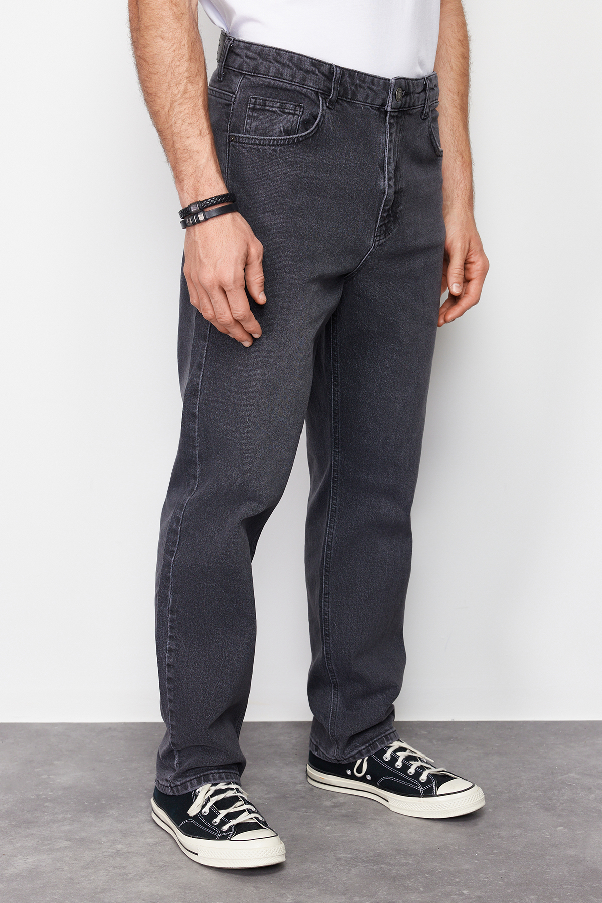  TRENDYOL MAN Antrasit Baggy/ 90s Straight Fit Jeans Bol Kot Pantolon