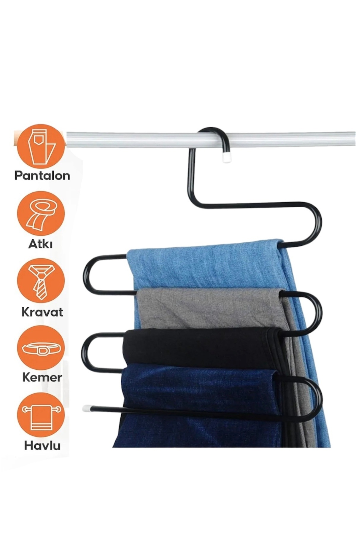 5 Tier Metal Pants Hanger Clothes Hanger Garment Scarf Scarf Towel Tie Wardrobe Organizer