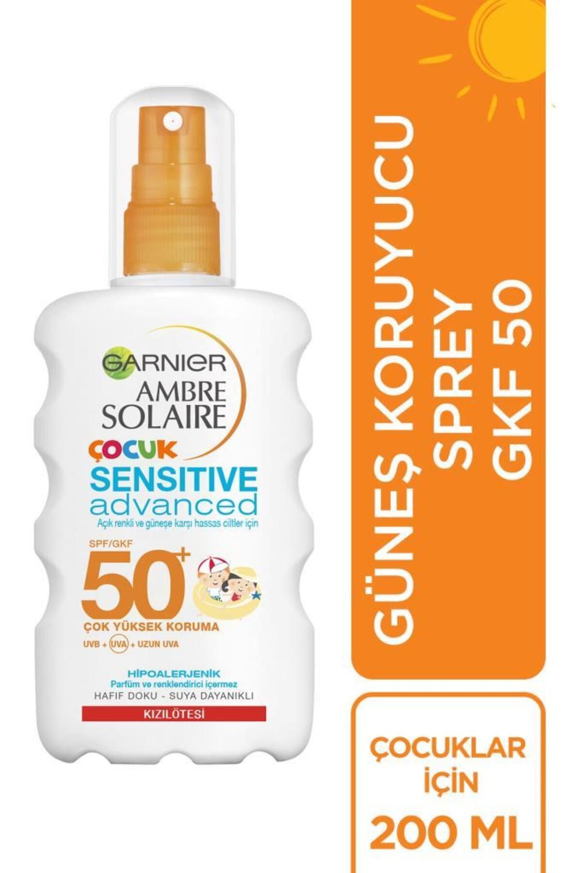 Garnier کرم ضدآفتاب حساس پوست Ambre Solaire Advanced SPF50+ 200 میلی لیتر & اسپری کودکان SPF50+ 200 میلی لیتر
