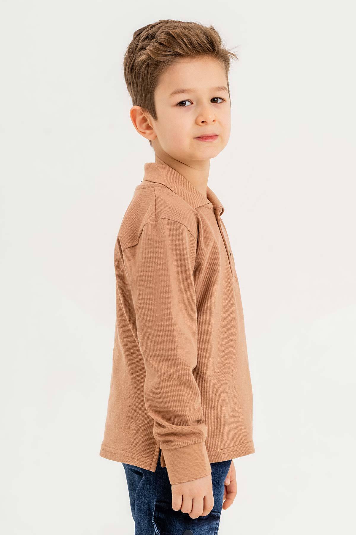 سویشرت پسرانه بژ Gold Class Kidswear | 23042-23046-23044 اورجینال - تصویر 4