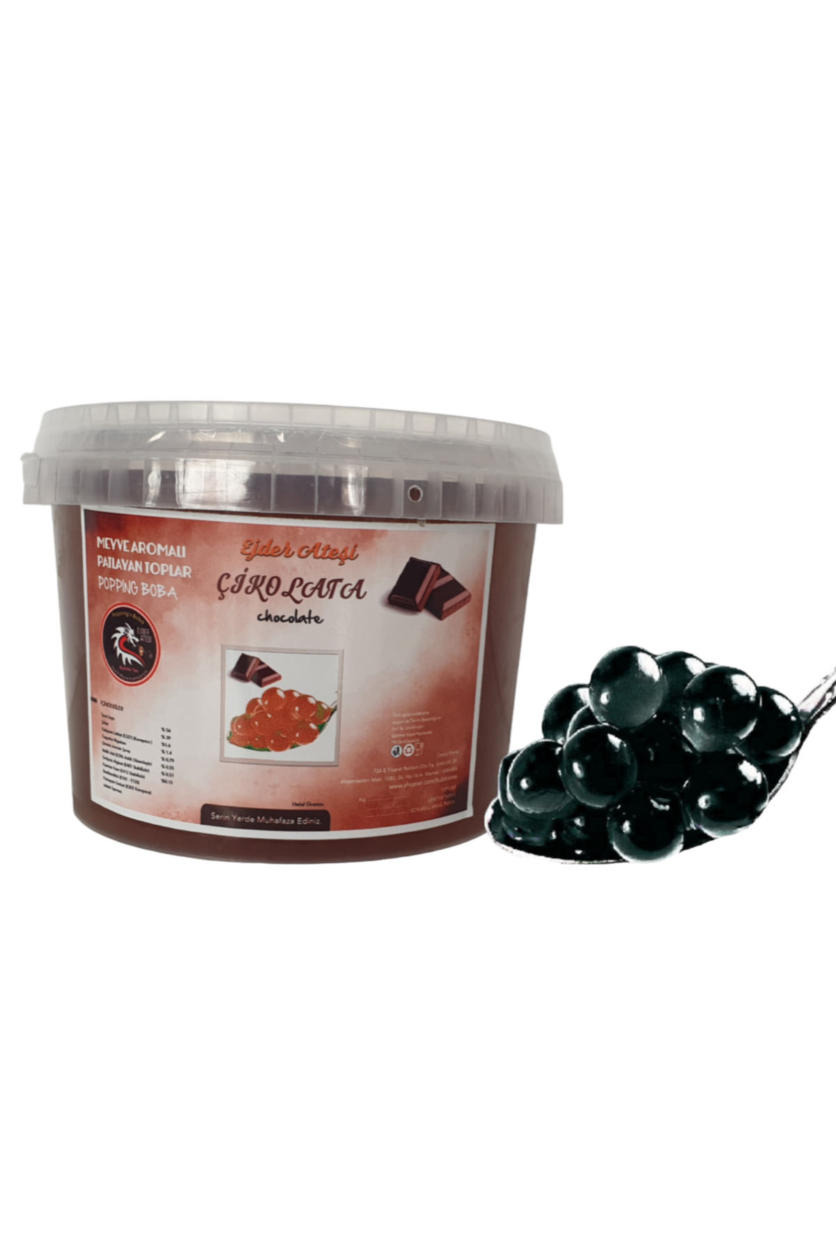 Ejder Ateşi Çikolata Aromalı Bubble Tea Incileri 4 Kg.popping Boba