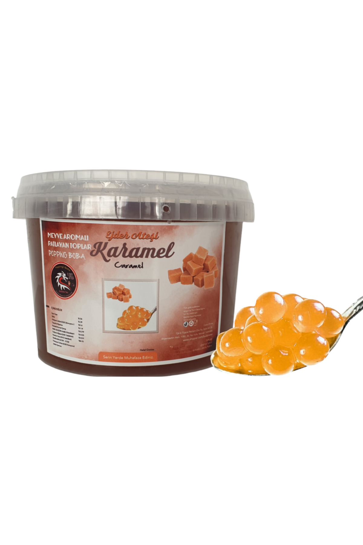Ejder Ateşi Karamel Aromalı Bubble Tea Incileri 4 Kg.popping Boba