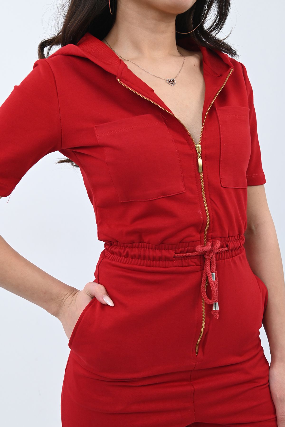 Koza Butik-Salopetă cu mânecă scurtă și curea de frânghie 8963 5