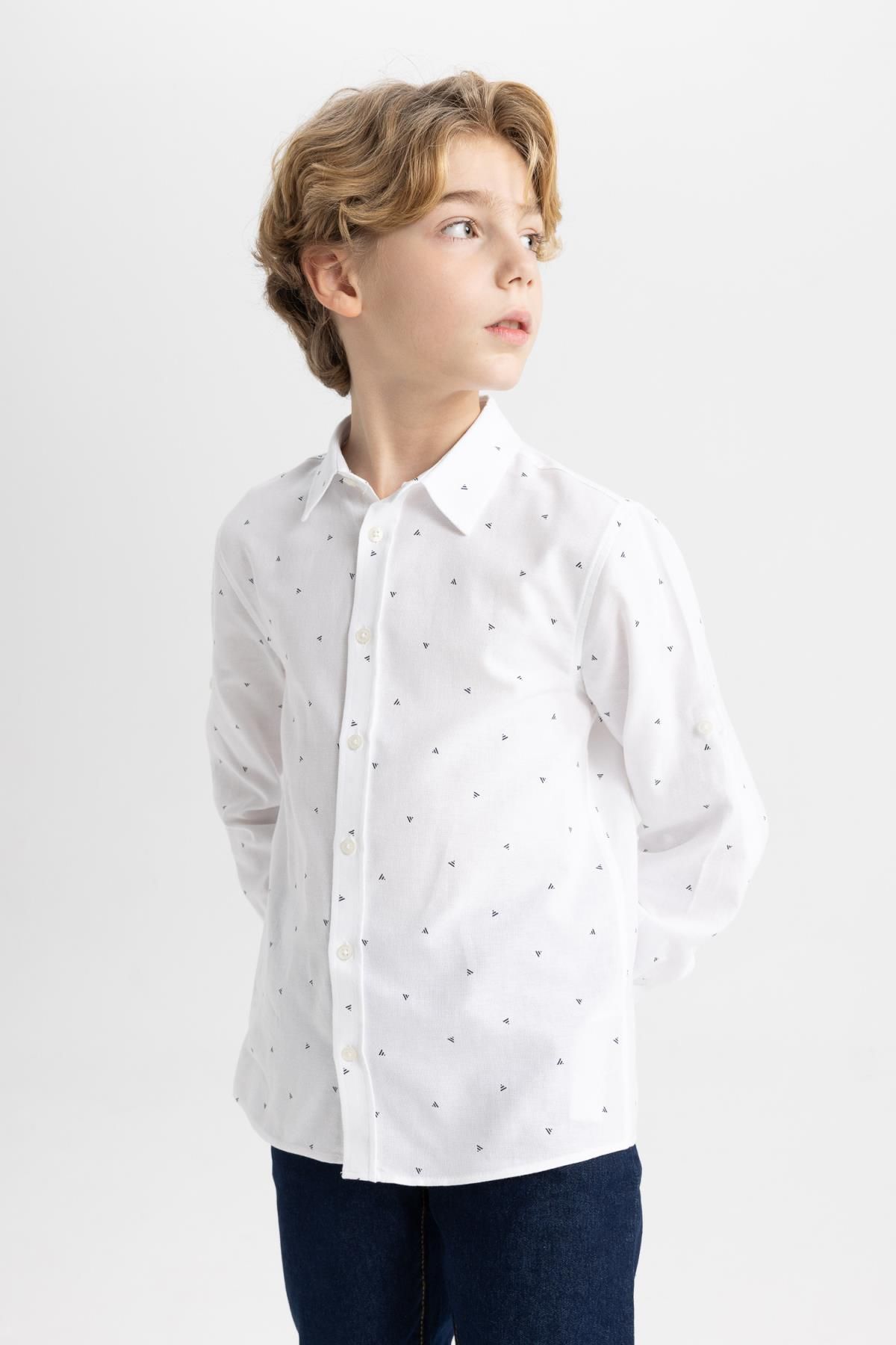 DeFacto Erkek Çocuk Polo Yaka Oxford Uzun Kollu Gömlek C0603a824sm