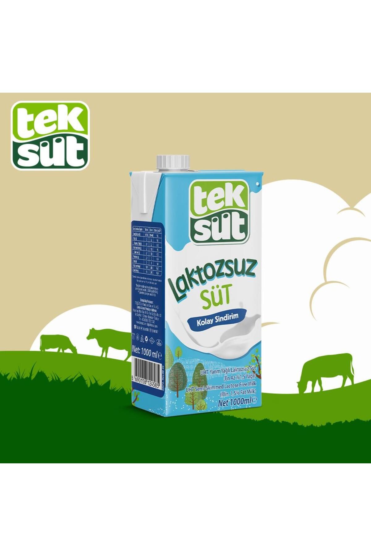Teksüt Yarım Yağlı Laktozsuz Süt 1 Lt