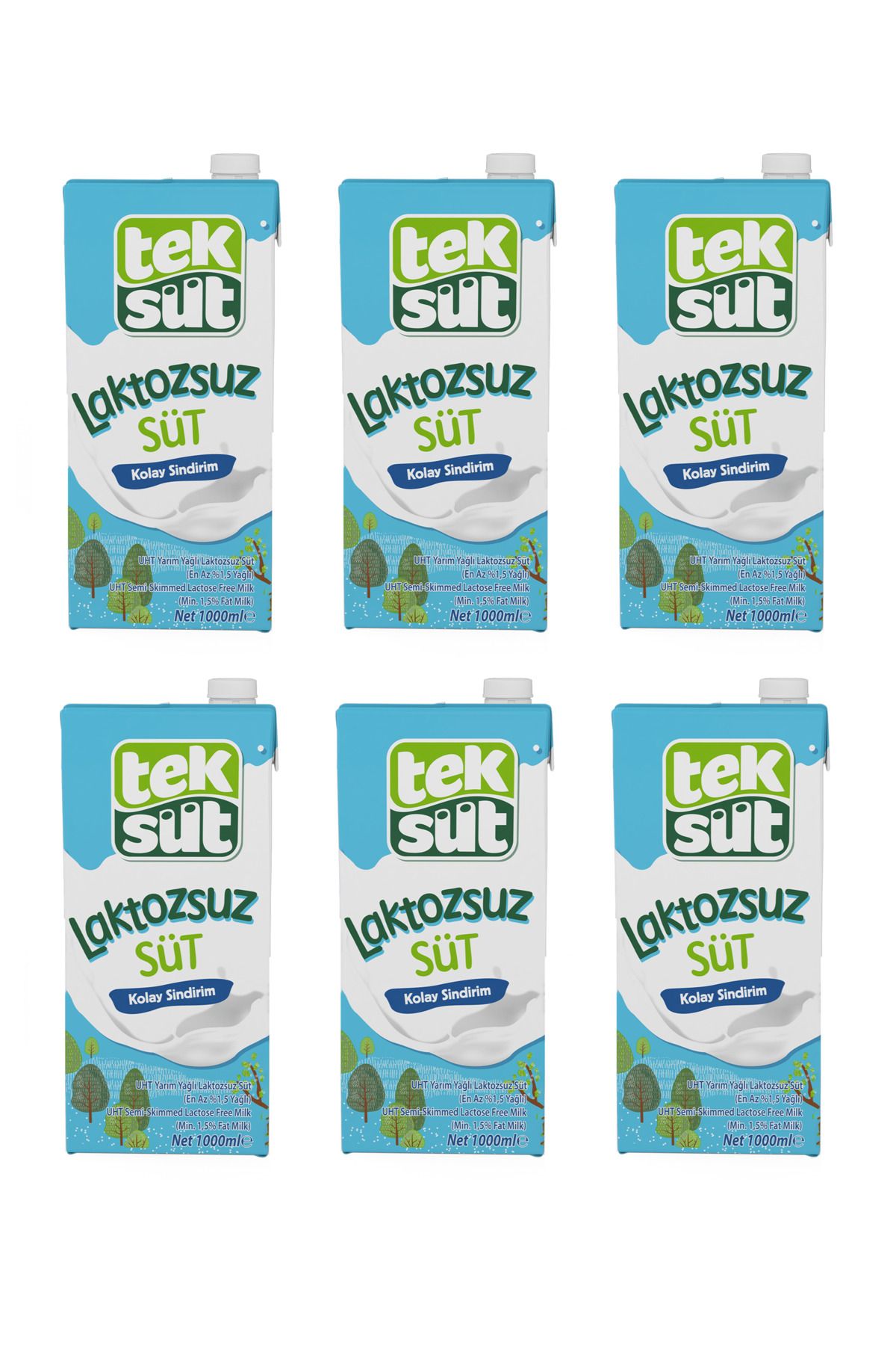 Teksüt Yarım Yağlı Laktozsuz Süt 1 Lt X 6 Adet