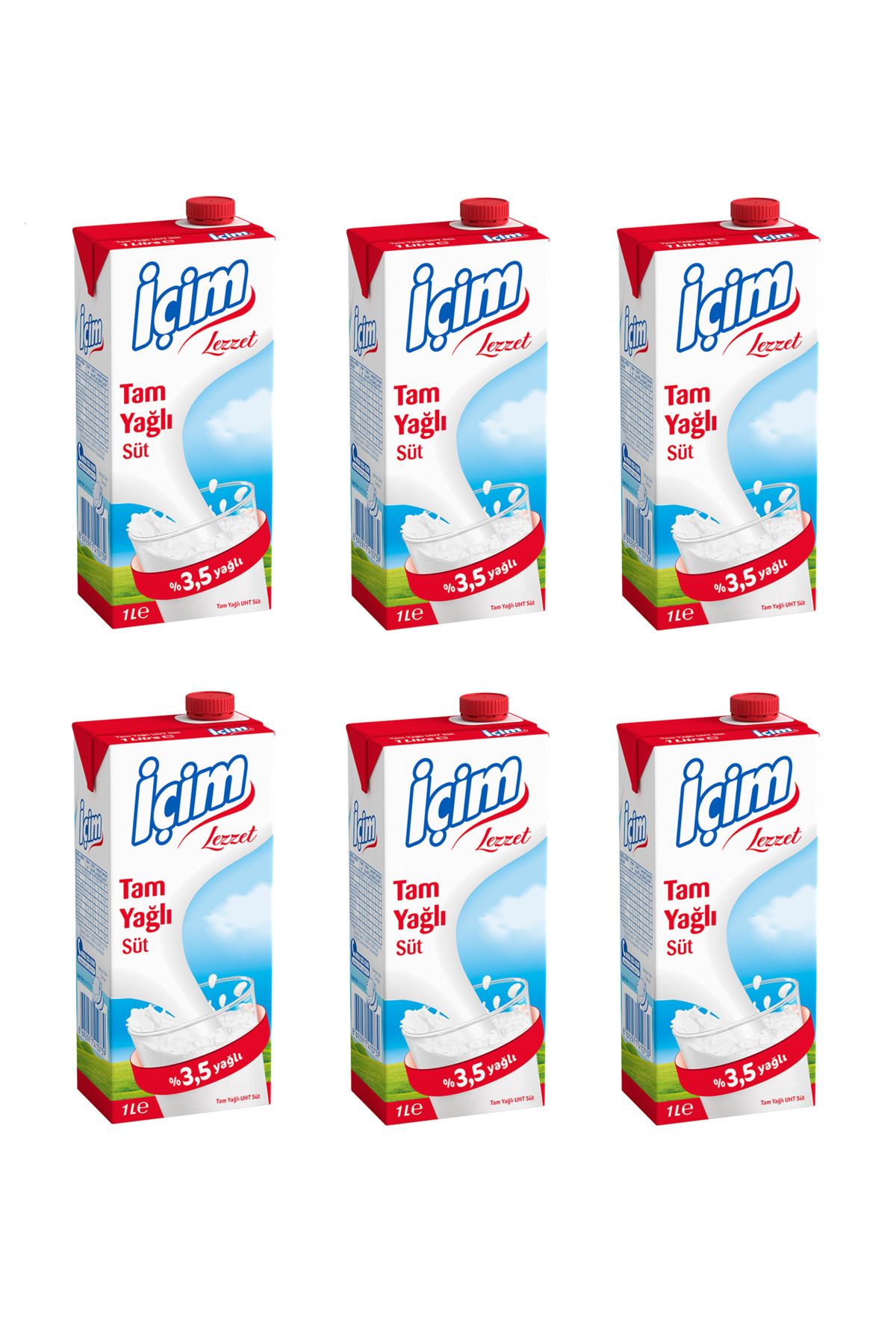 İçim Sade Tam Yağlı Süt 1 Lt X 6 Adet