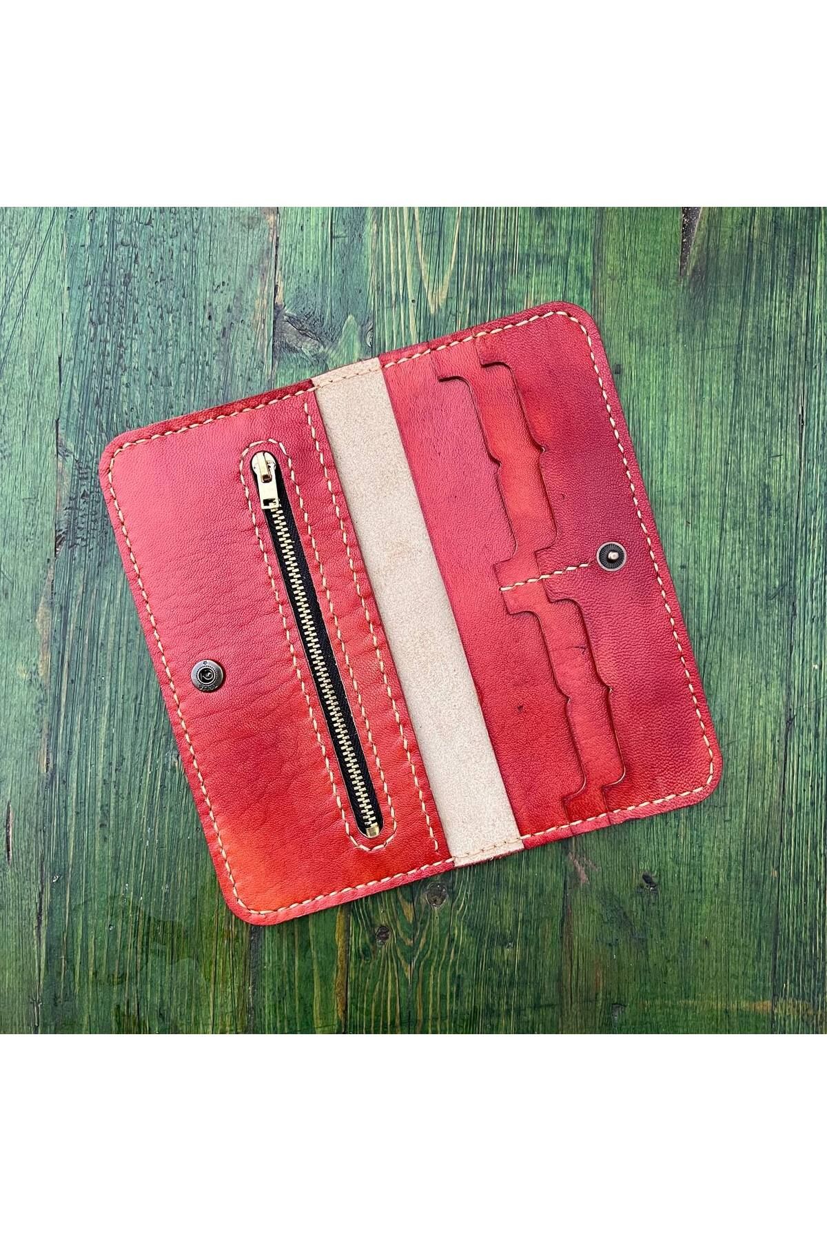 Atolyeff-Feather and Bird Pattern Scraping Handmade Real (Genuine) Leather Wallet 3
