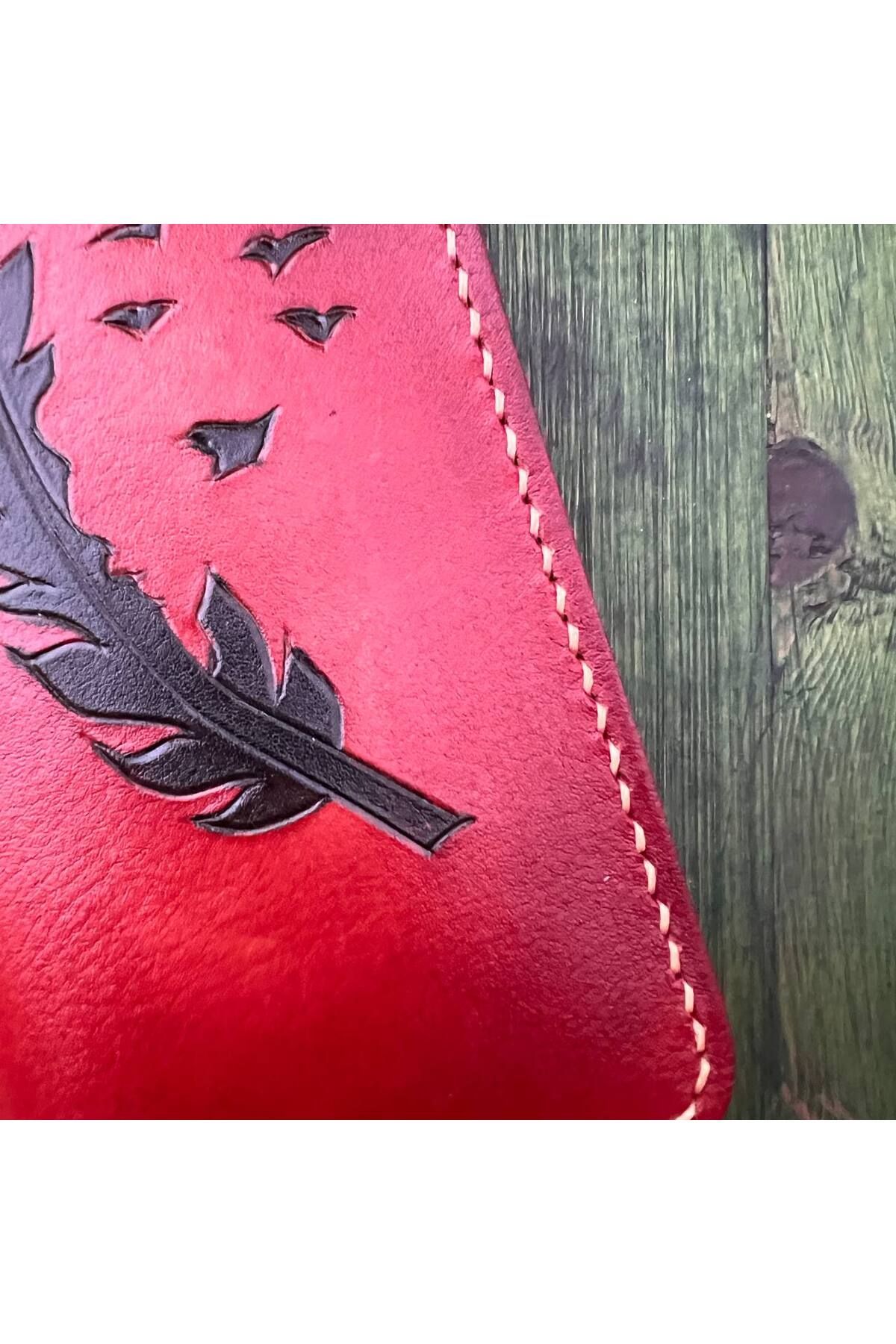 Atolyeff-Feather and Bird Pattern Scraping Handmade Real (Genuine) Leather Wallet 2