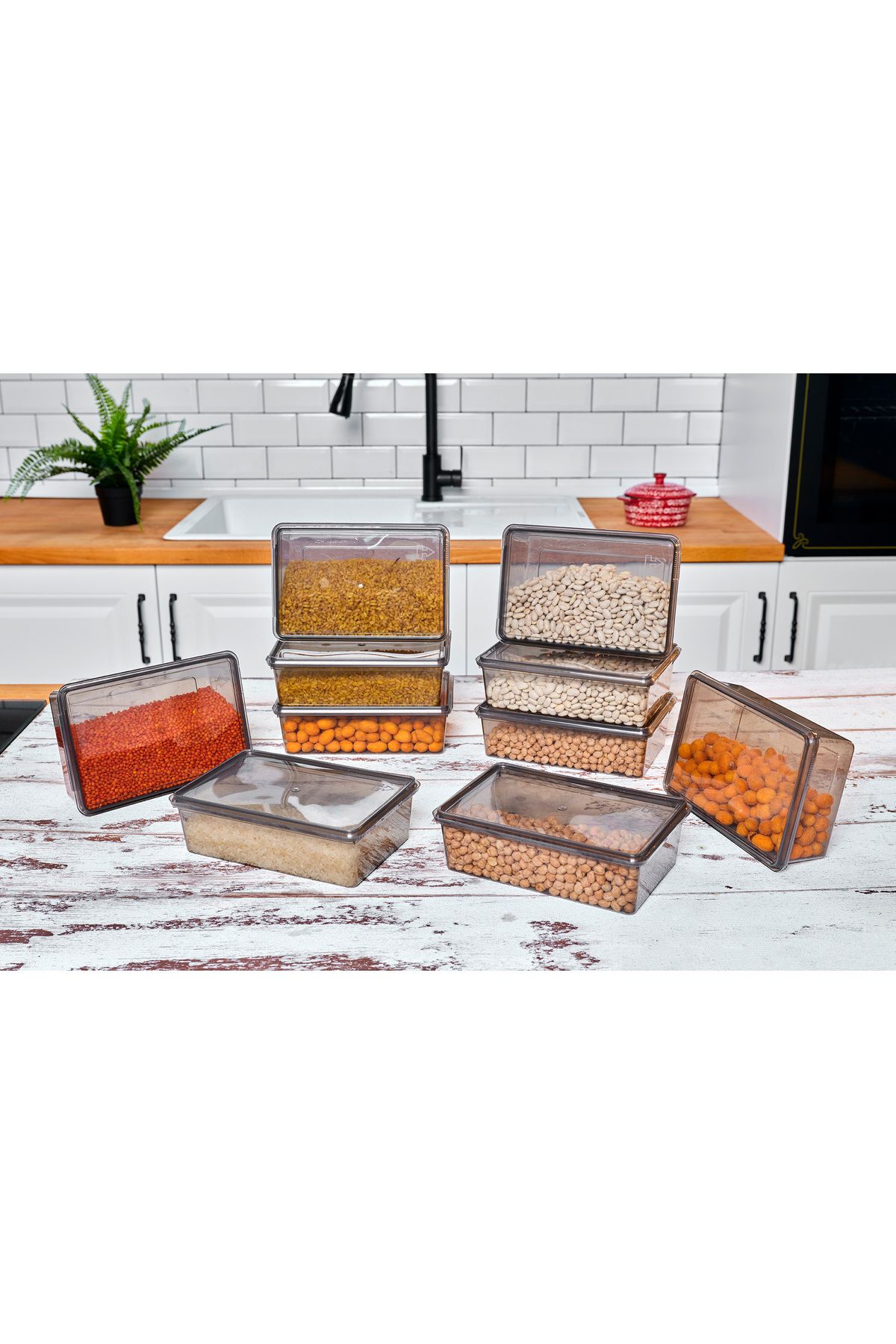 Codemfire-Storage Container Anthracite 1lt 20 Pieces Self Lid Locking, Freezer, Food Convenient PP (19*13*6cm) 3