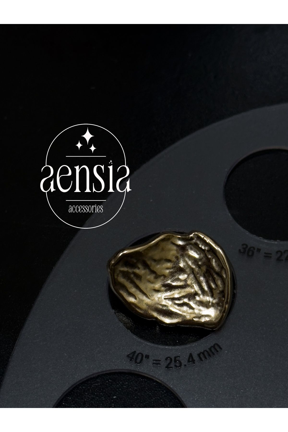aensia-Light Gold Wrinkled Asymmetric Curved Shell Model Metal Coat Jacket Button - Set of 12 (6 Large + 6 Small) 5