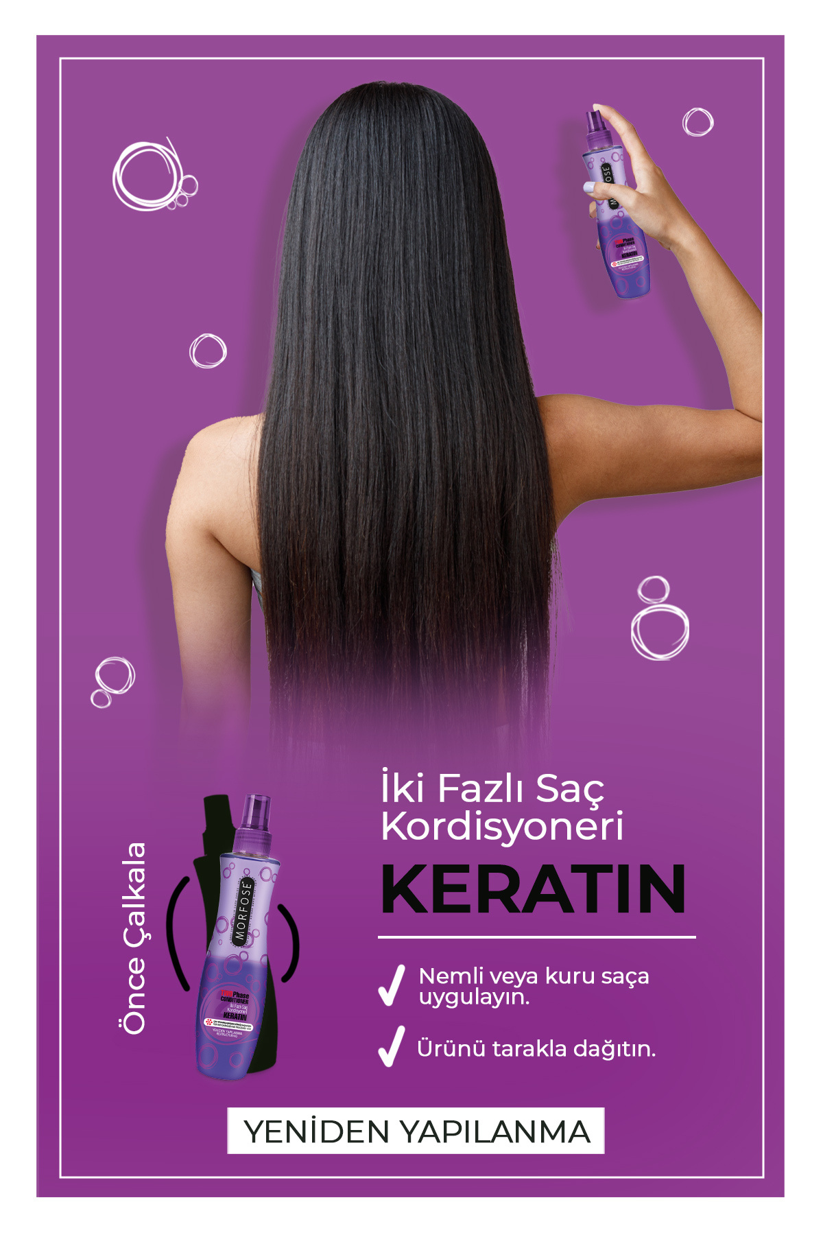 اسپری مو Morfose اورجینال  برند مورفوز 1100002078-4 Keratin Blow Dry Water 240 ml 2 Pieces - Special for Very Damaged Hair, Nourishing, Repairing - تصویر 3