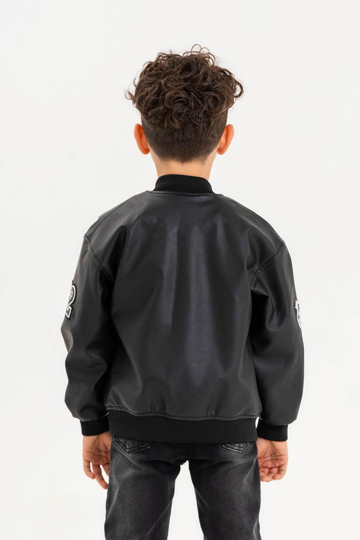 Gold Class Kidswear-Jachetă din piele pentru băiat, cu nervuri, brodate Rock 4