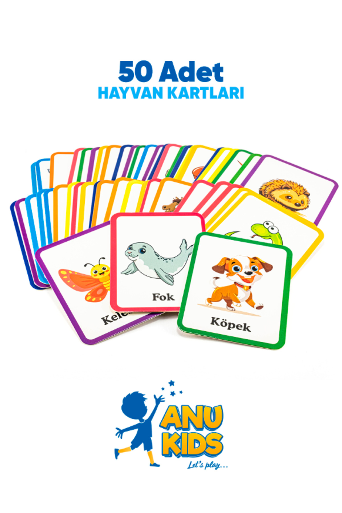 anu kids let's play Zeka Kartları Ilk 50 Hayvan Figürleri Eğitim Seti Bebeğimin Ilk Zeka Kartları Eğitici Kartları fotoğrafı 4 (önizleme)