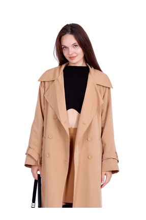 Fashinyou Kadın Düğme Detaylı Trençkot