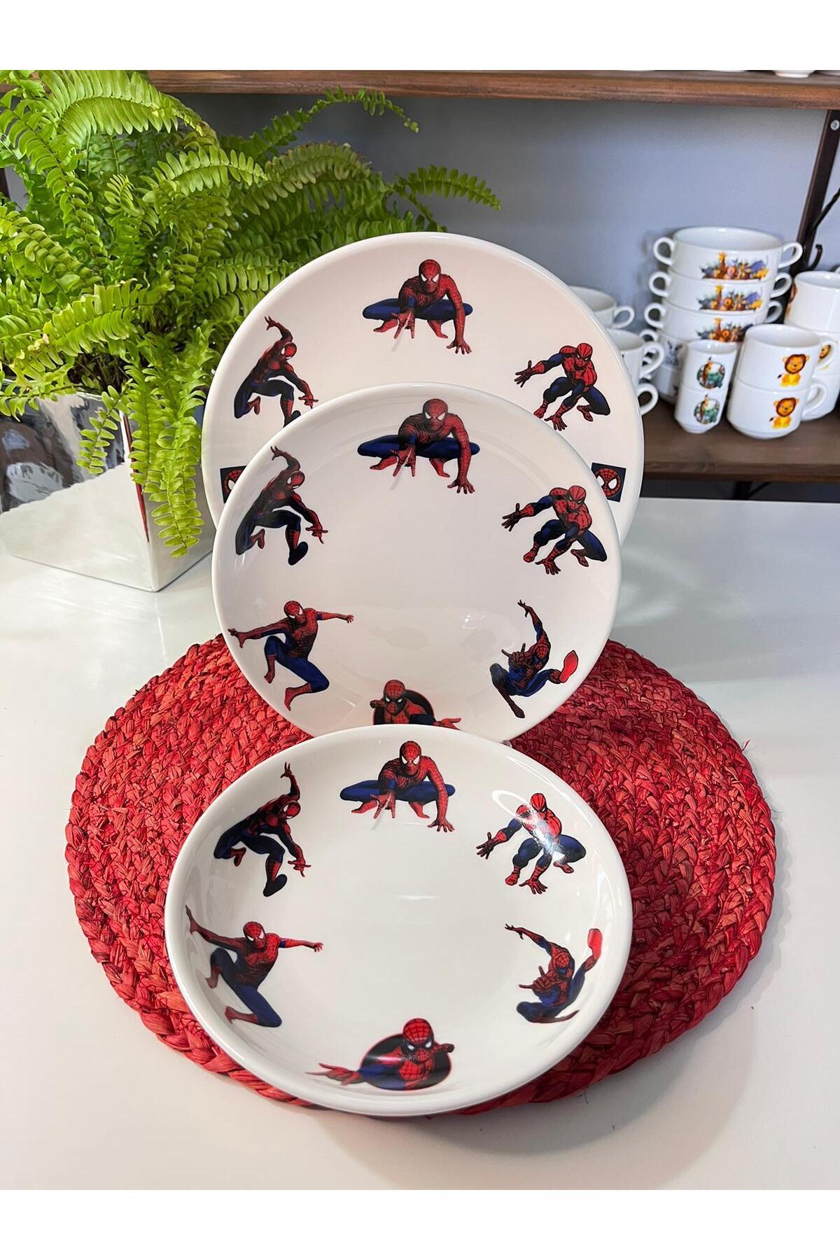 TEBAK COLLECTION ÖRÜMCEK ADAM SPİDERMAN DESENLİ 6 parça ÇOCUK BEBEK YEMEK TAKIMI BESLENME SETİ fotoğrafı 2 (önizleme)