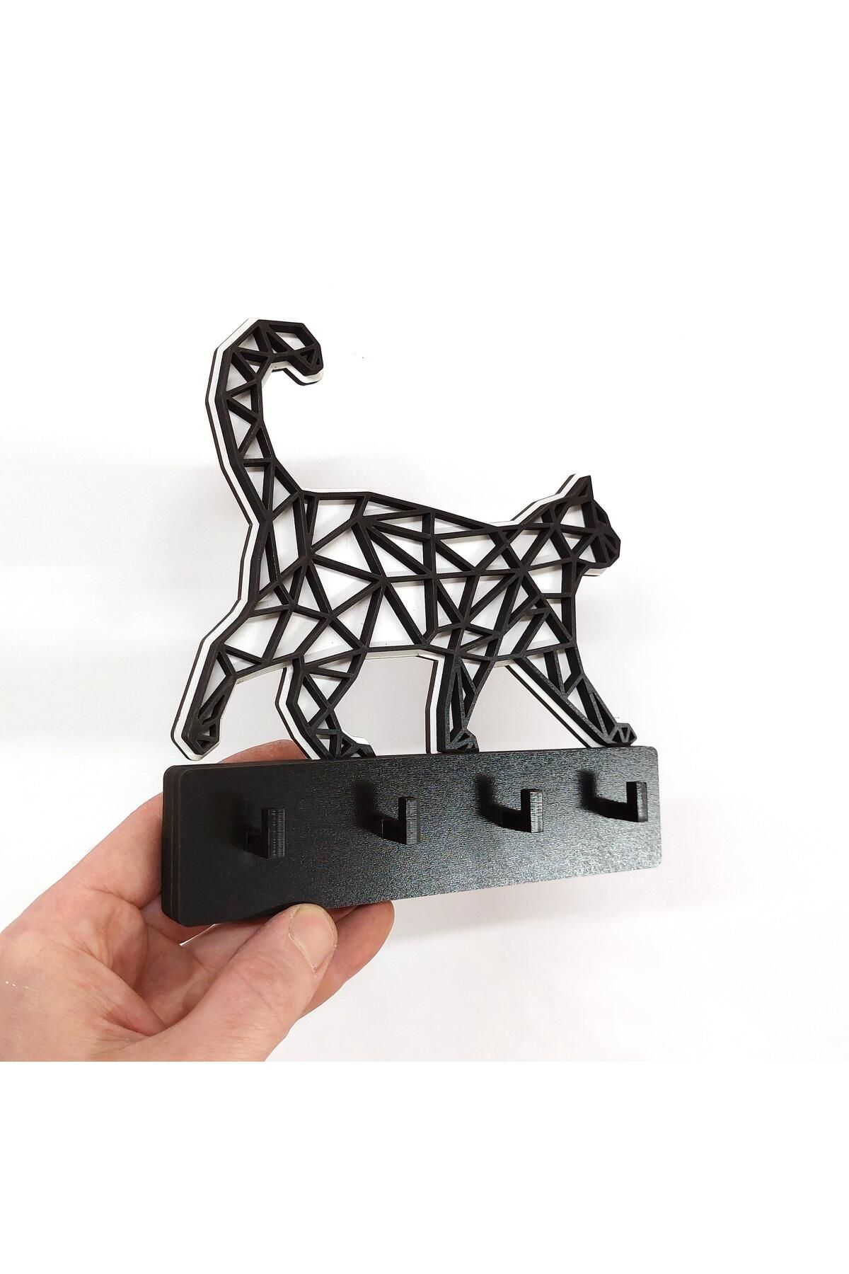 CajuArt-Neat Keychain with Geometric Cat Pattern - Wall Hanger 4