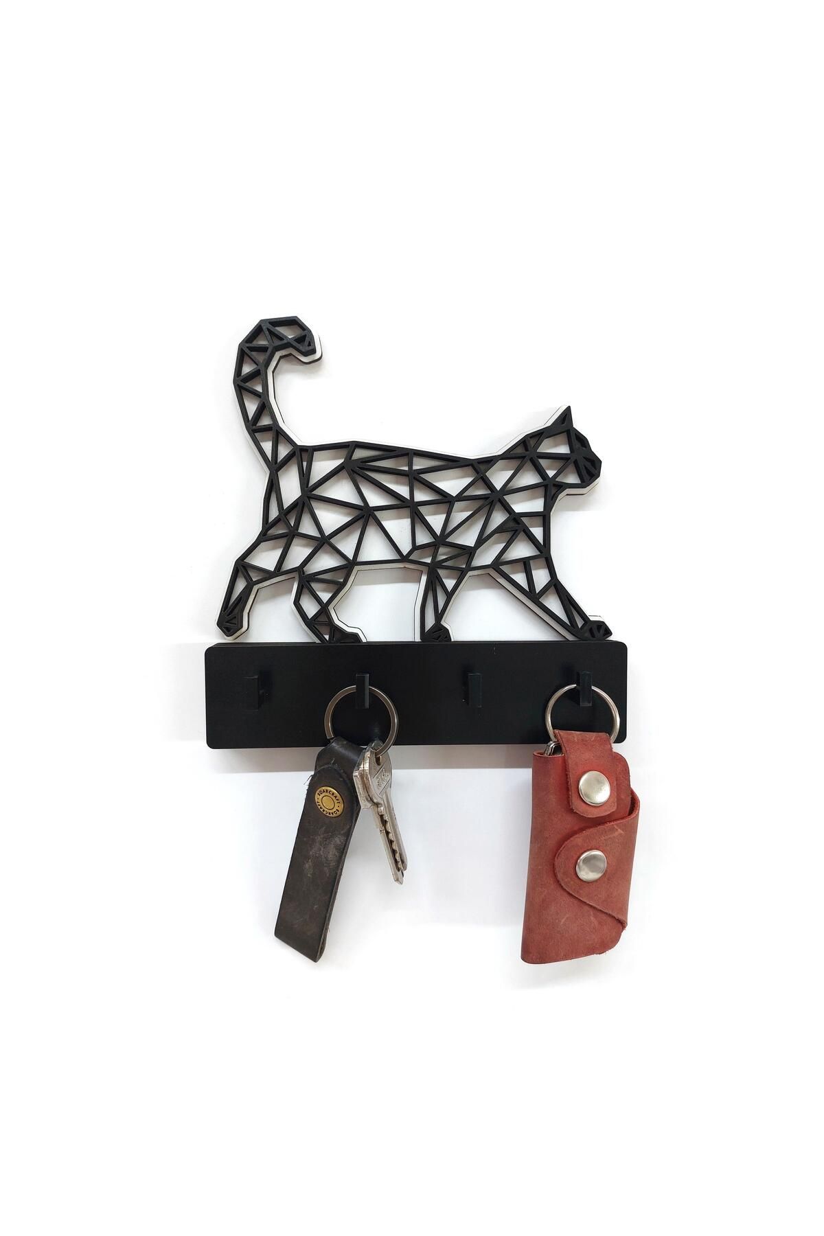 CajuArt-Neat Keychain with Geometric Cat Pattern - Wall Hanger 6