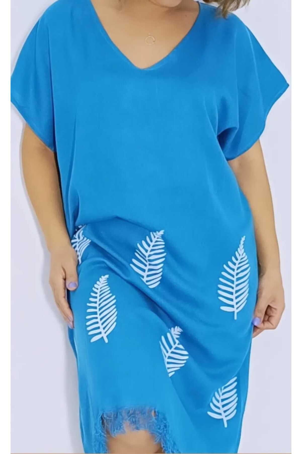 Nevin Acar-ROCHIE PETMEMAL CU JUMĂTATE DE MÂNECĂ PETMEMAL BLUE LEAF 1
