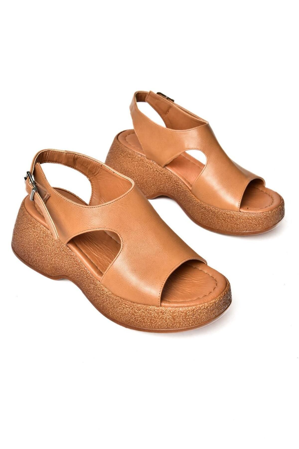 Fox Shoes  S996945009 Taba Yüksek Tabanlı Kadın Sandalet - Görsel 5