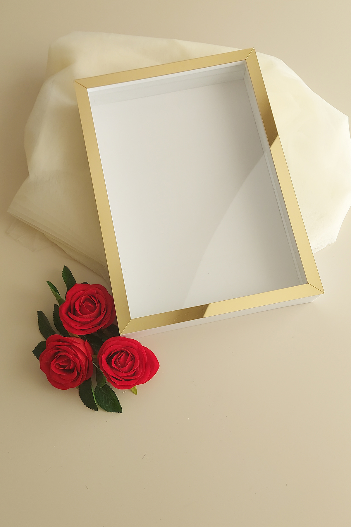25x35 Cm Deep Memory Frame!new Fashion Rose Boxes! Engagement Flower Design!