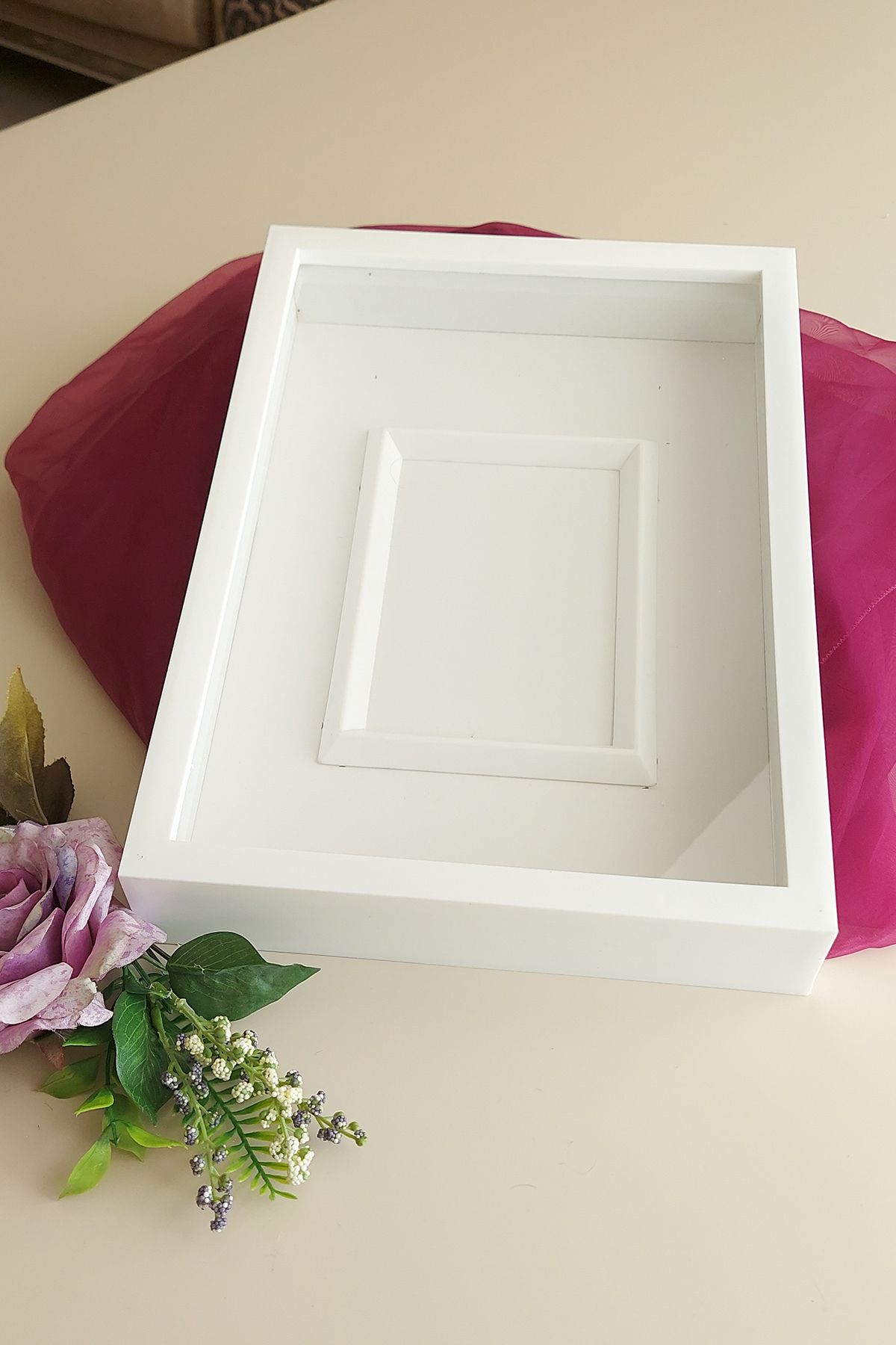 hobicehayaller-25x35 Memory Frame with Photo Section!Triangle Slatted Rose Boxes 4