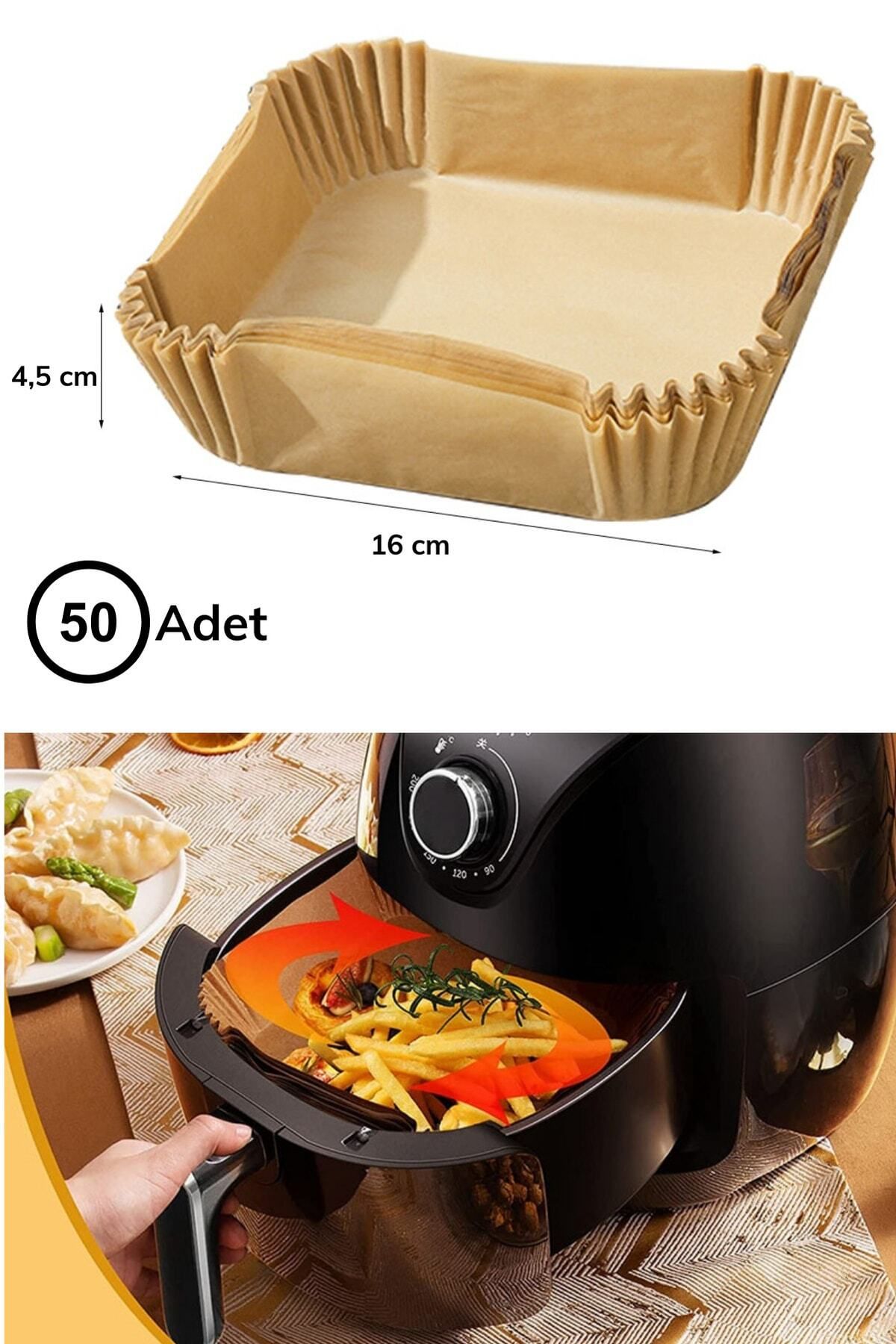 Buffer-® 200 Pieces of Air Fryer Baking Paper Disposable Oil Paper with Square Hole and Plate Model 6