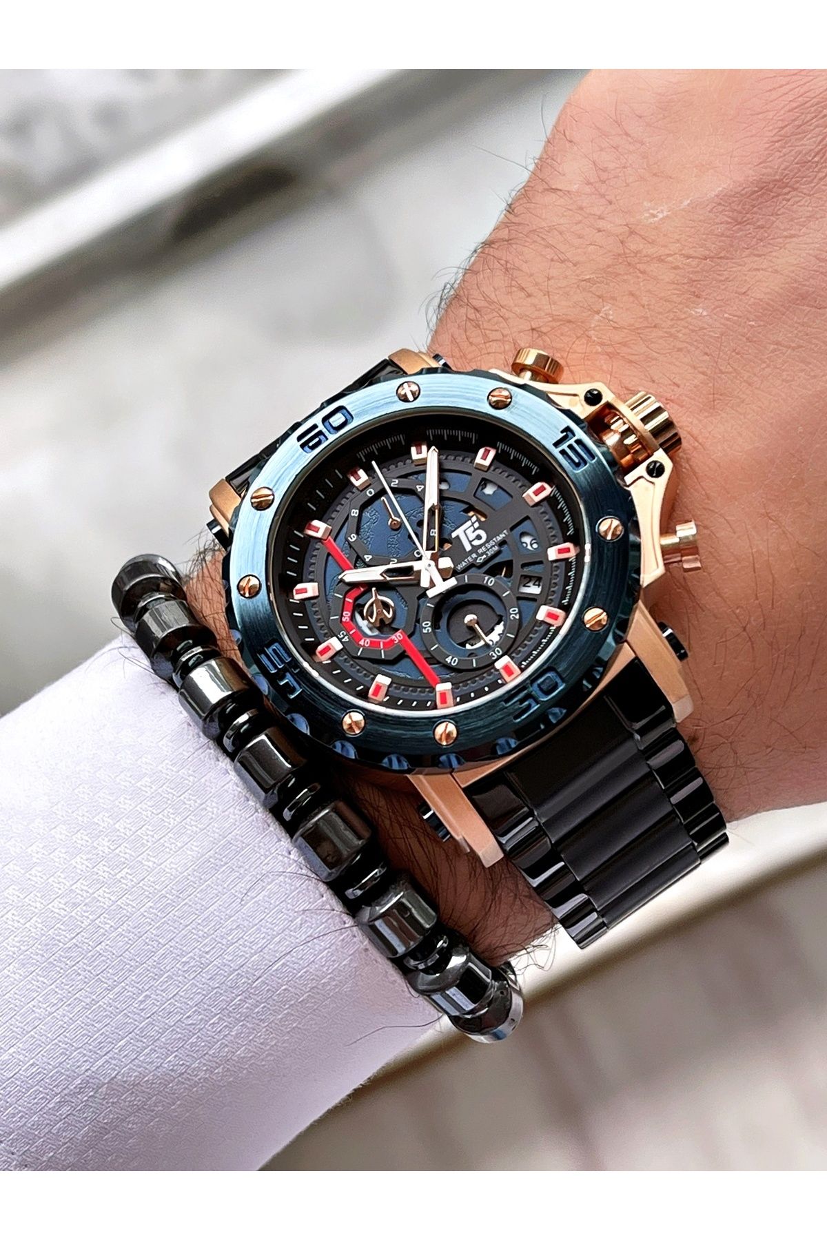 T5 T5 Brand Inner Parts Active 2 Years Warranty Men s Wrist Watch With Bracelet Gift Trendyol