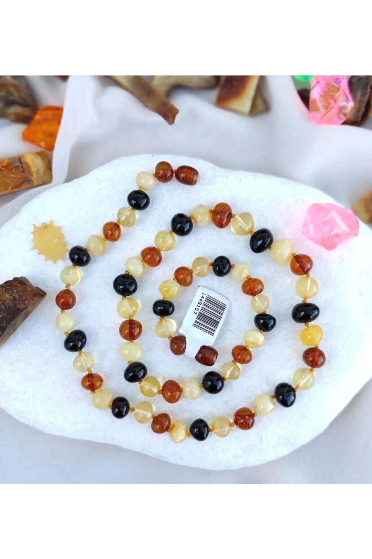 Yetişkin Baltık Kehribar Kolye 4 Renk (multi Color) Renk Parlak Barok Kesim 45 Cm