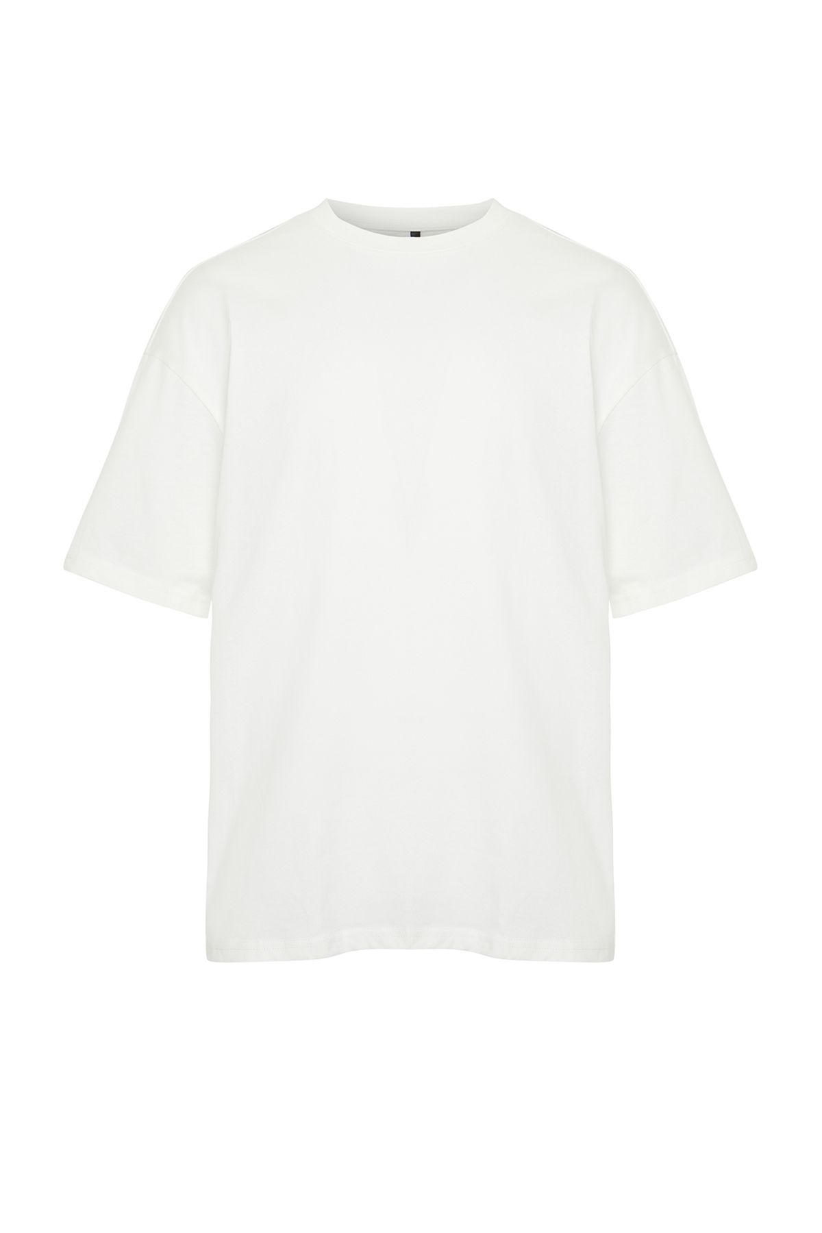 Trendyol Collection-Ecru Oversize bawełniany T-shirt z nadrukiem na plecach - TMNSS23TS00168 8