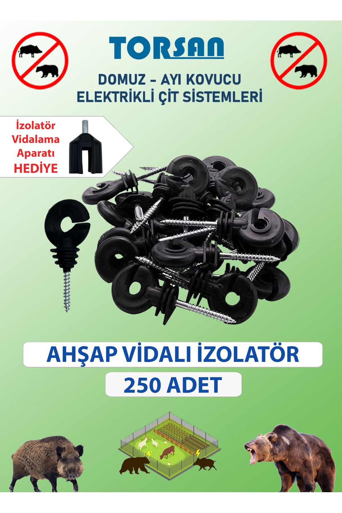 Çitsan Elektrikli Çit İpi, Teli Ayı Domuz Kovucu Makine için 250 Metre UV  Korumalı