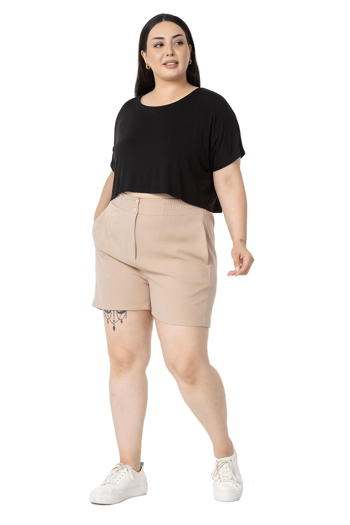 DISENTIS MODEST-Large Size Mink Shorts - Side and Back Elastic Pockets 1