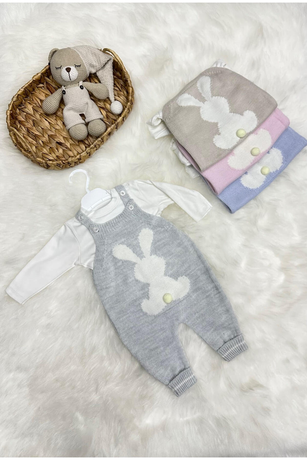 Home (PATİK HEDİYELİ) Littleland Penye Badili Tavşanlı Triko Slopet Tulum fotoğrafı 2 (önizleme)