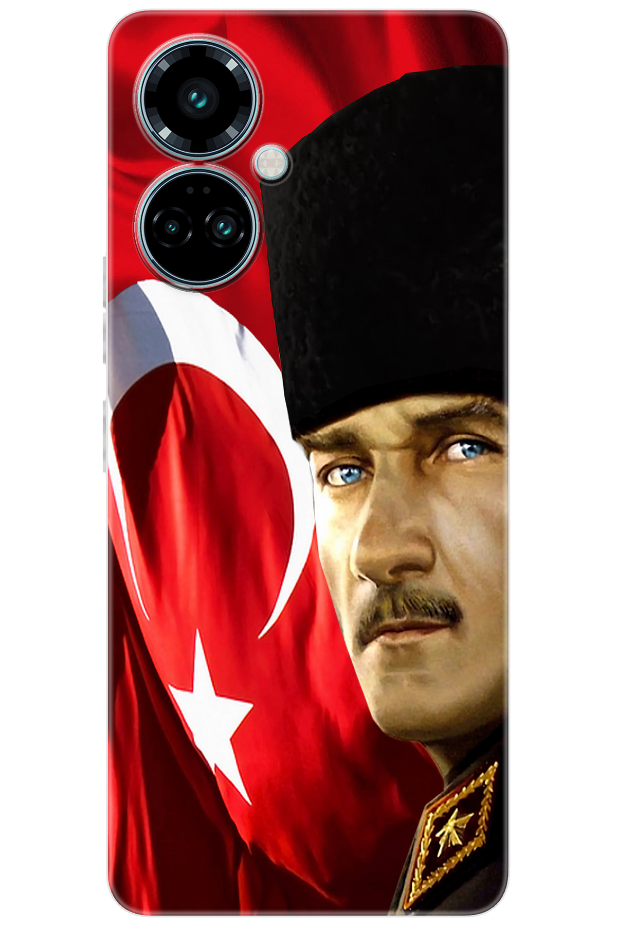 Tecno 19 PRO (CI8n) Compatible Sheath Pattern Printed Silicone Ataturk and Turkish Flag NGO:726 CP-SmhifdO