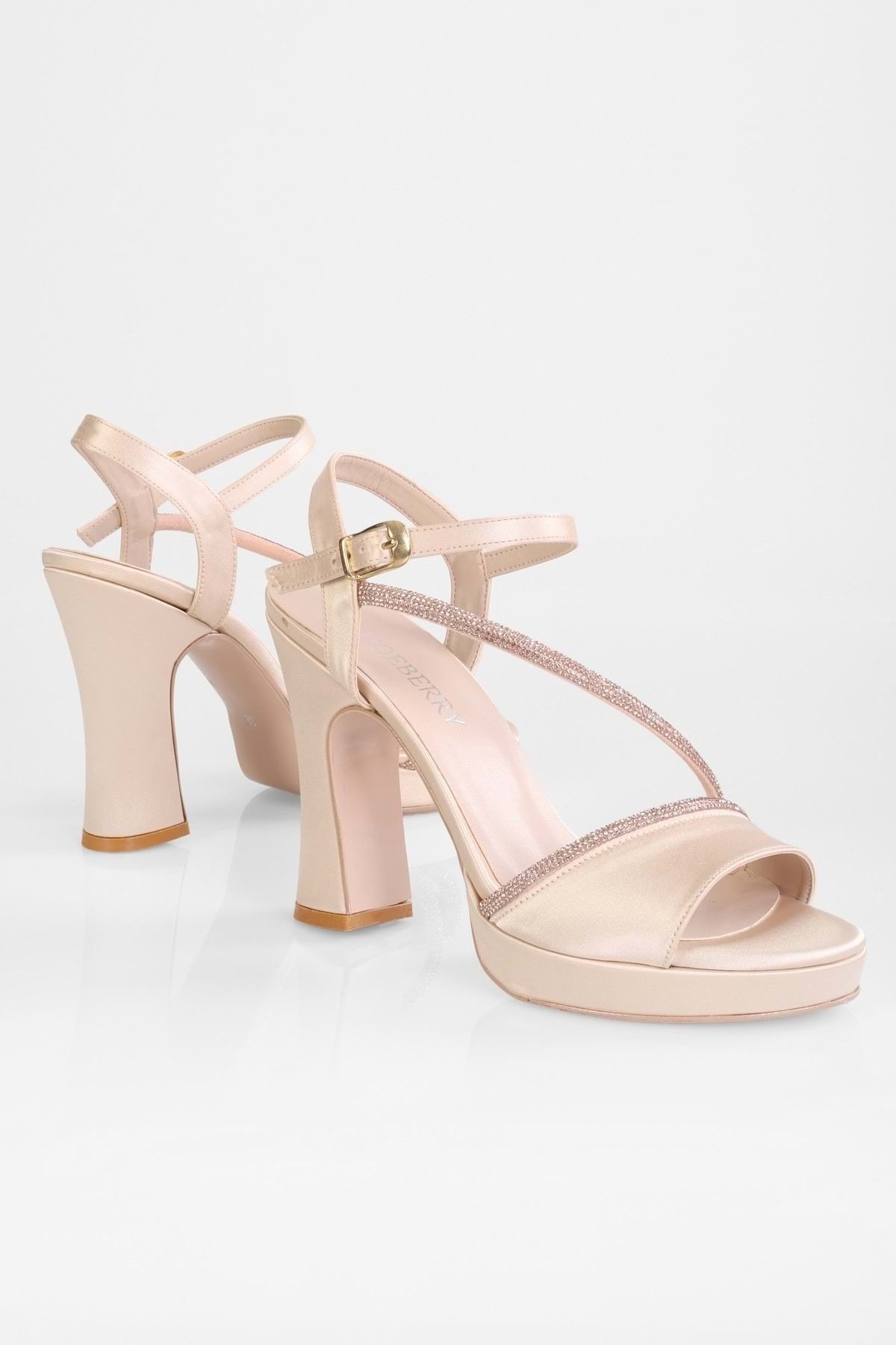Shoeberry-Damskie buty na obcasie na platformie Alaia Nude Satin Stone 3