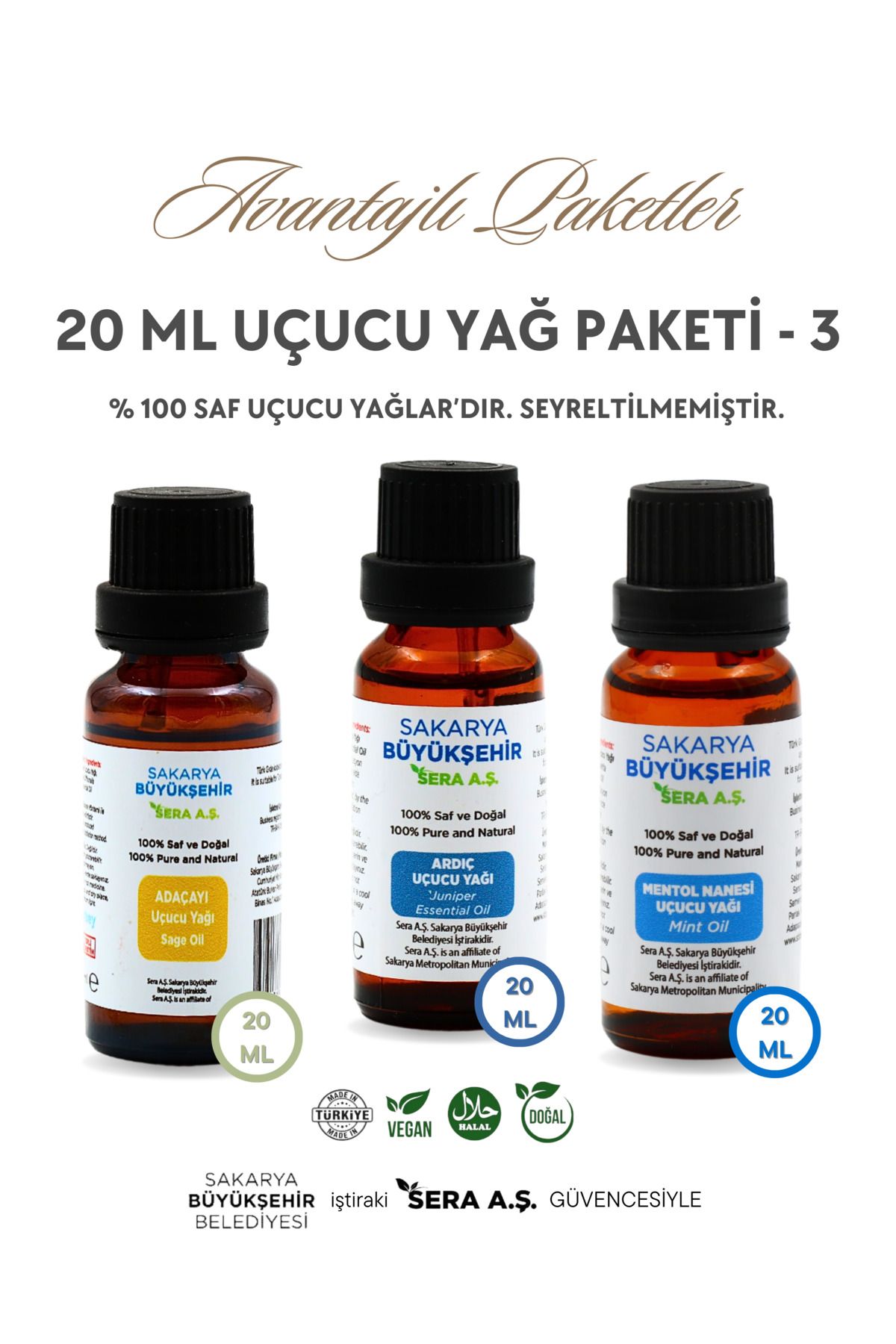 SBB SERA 20ml Uçucu Yağ Paketi -3 - % 100 Doğal Helal Vegan Sertifikalı