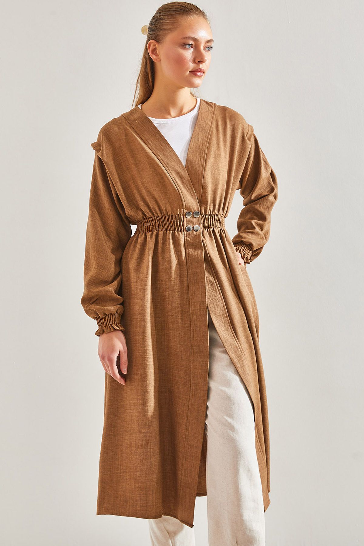 شنل حجاب زنانه با کمر و بست کشدار 60151007 Bianco Lucci Modest