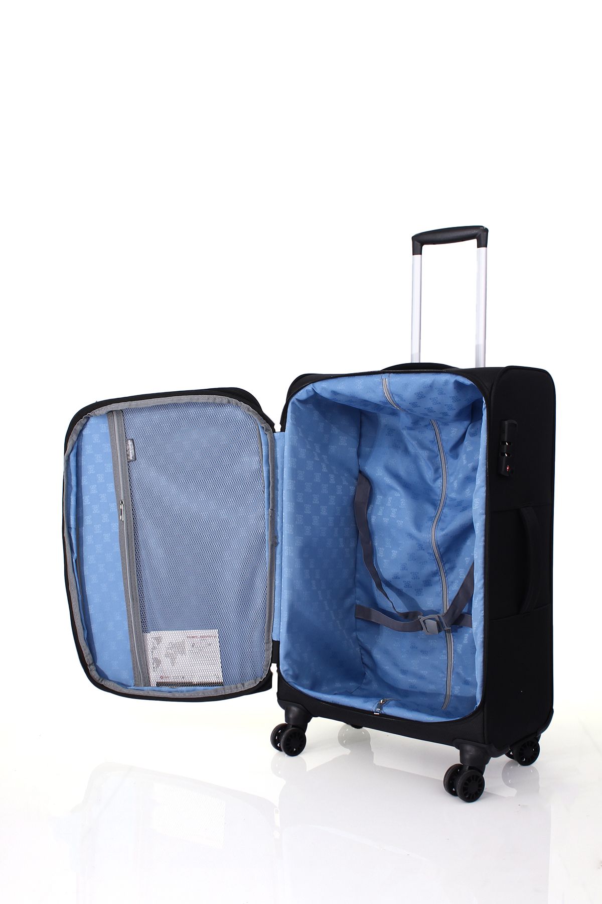 چمدان و ساک مشکی مردانه زنانه سیاه 4200 3 Set Ultra Light Luxury پارچه چرخدار Pierre Cardin